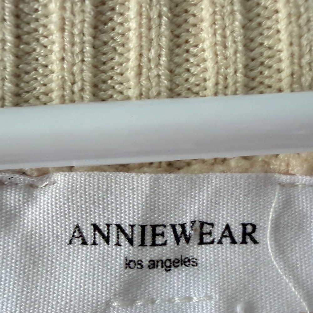 Anniewear Sz L Embroidered Eyelet Lace Ribbed Cozy Pullover Sweater Fall Layerin - Picture 10 of 11